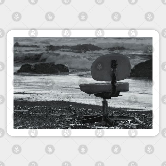 Chair of Oceanography (bw) Sticker by fotoWerner